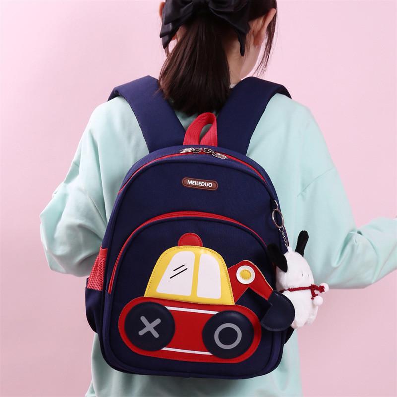 Children School Backpack With Oxford Material And Rabbit Car Pattern For Kids