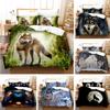 Animal, Starry Sky, Wolf 3D Digital Printing Kit Quilt Set Three-Piece Set