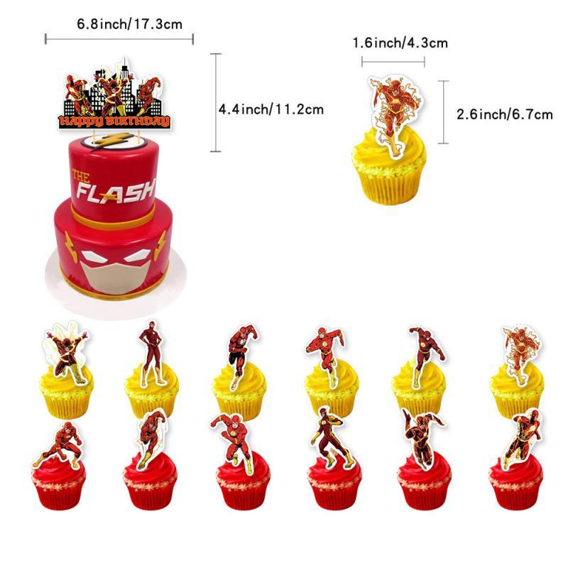 Набор украшений для дня рождения в стиле Флэша с баннером, топпером для торта и воздушными шарами