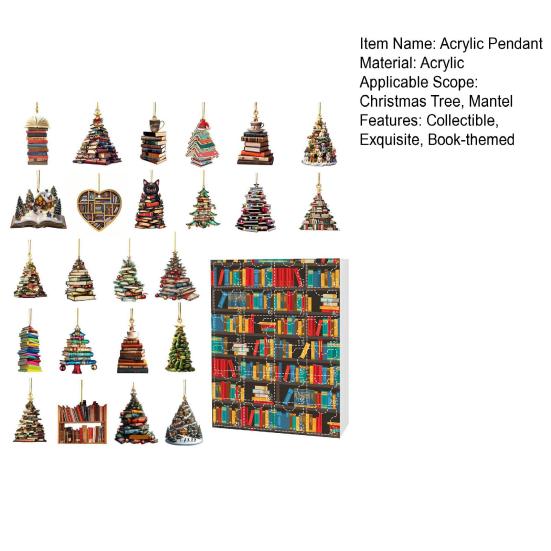 Книга Орнамент Адвент Календарь Акриловая Сложенная Книга Подвеска Рождественская Елка Подвесное Украшение Книжный Клуб Подарок для Любителей Книг
