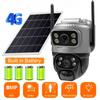 Новая солнечная камера 4K 8MP 4G SIM-карта с двумя объективами, WIFI, ночным видением, двойной экран, аккумулятор, PIR, обнаружение движения, наружное видеонаблюдение