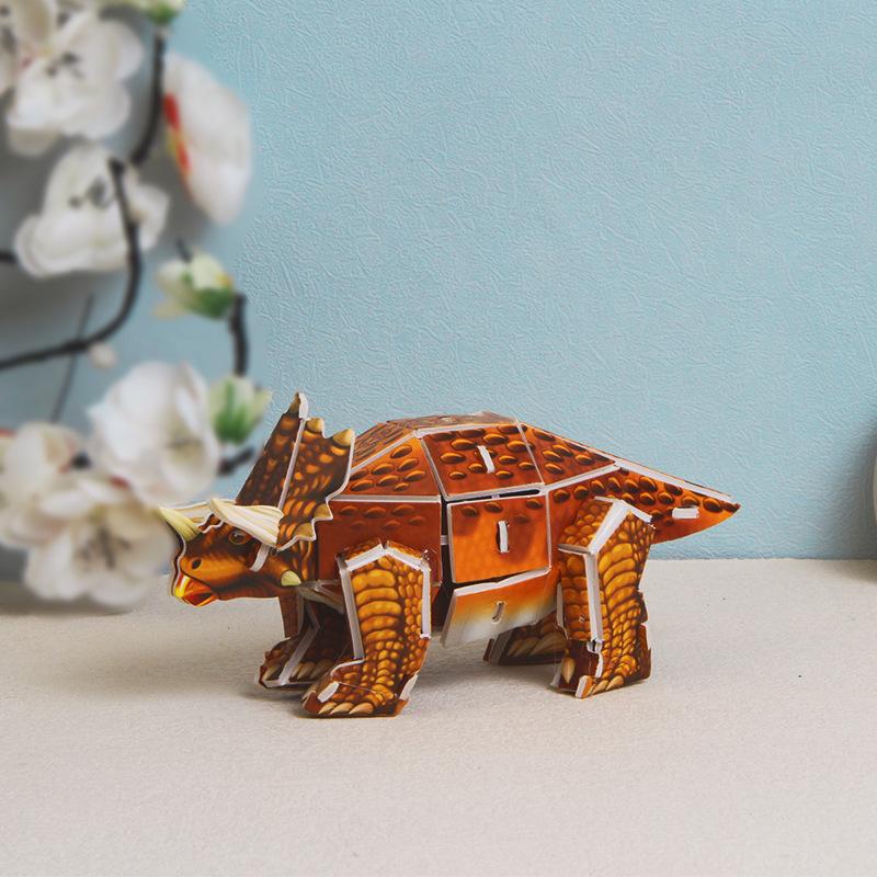 Children DIY 3D Assembled Dinosaur Model Paper Card Puzzle Handmade Toys for Kids Boys Gift Desktop Decorations