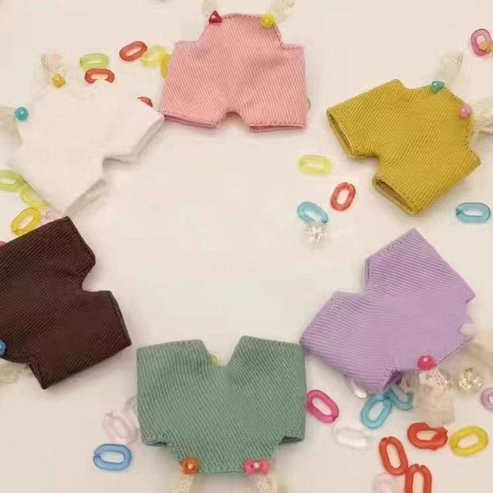 Handmade Doll Rompers Outfits Multi-colors Doll Clothes Doll Pants T-shirt  For 10cm Cotton Dolls