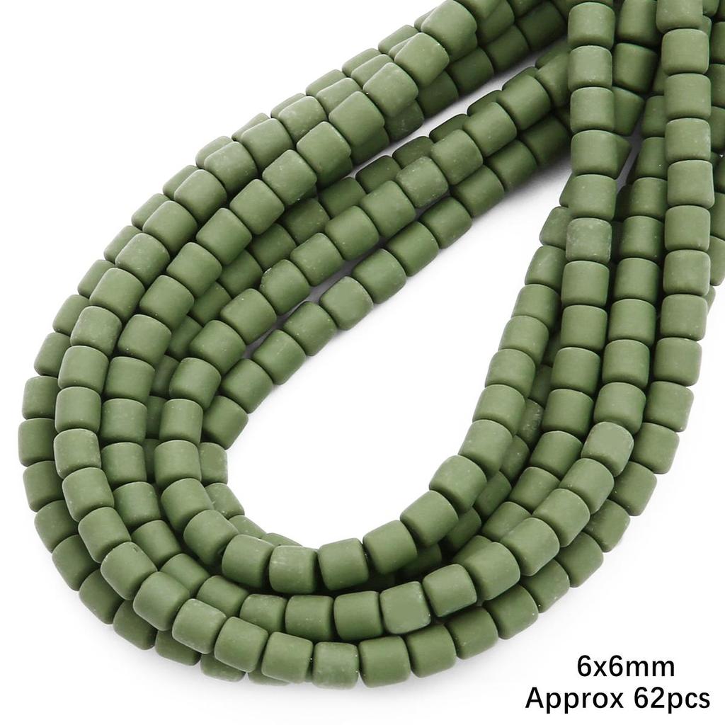 60pcs/Bag 6x6mm Flat Round Cylinder Polymer Resin Clay Beads Loose Spacer Handmade Beads For DIY Jewelry Making Bracelets Necklaces Crafts 38cm/15