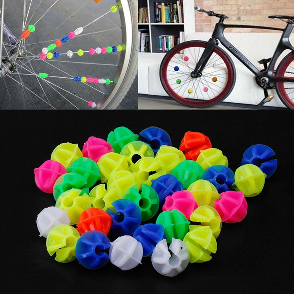Safety 36Pcs Round Cycling Bicycle Plastic Stars Wheel Decoration Bead Spoke Beads Bike Accessories