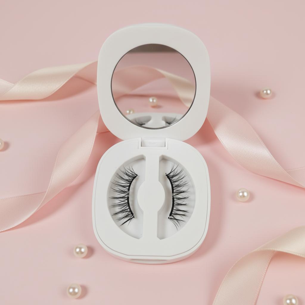 Handmade Soft Magnetic Eyelashes Reusable Light Weight False Eyelashes Synthetic Hair 350 Gauss Travel Size No Glue Needed