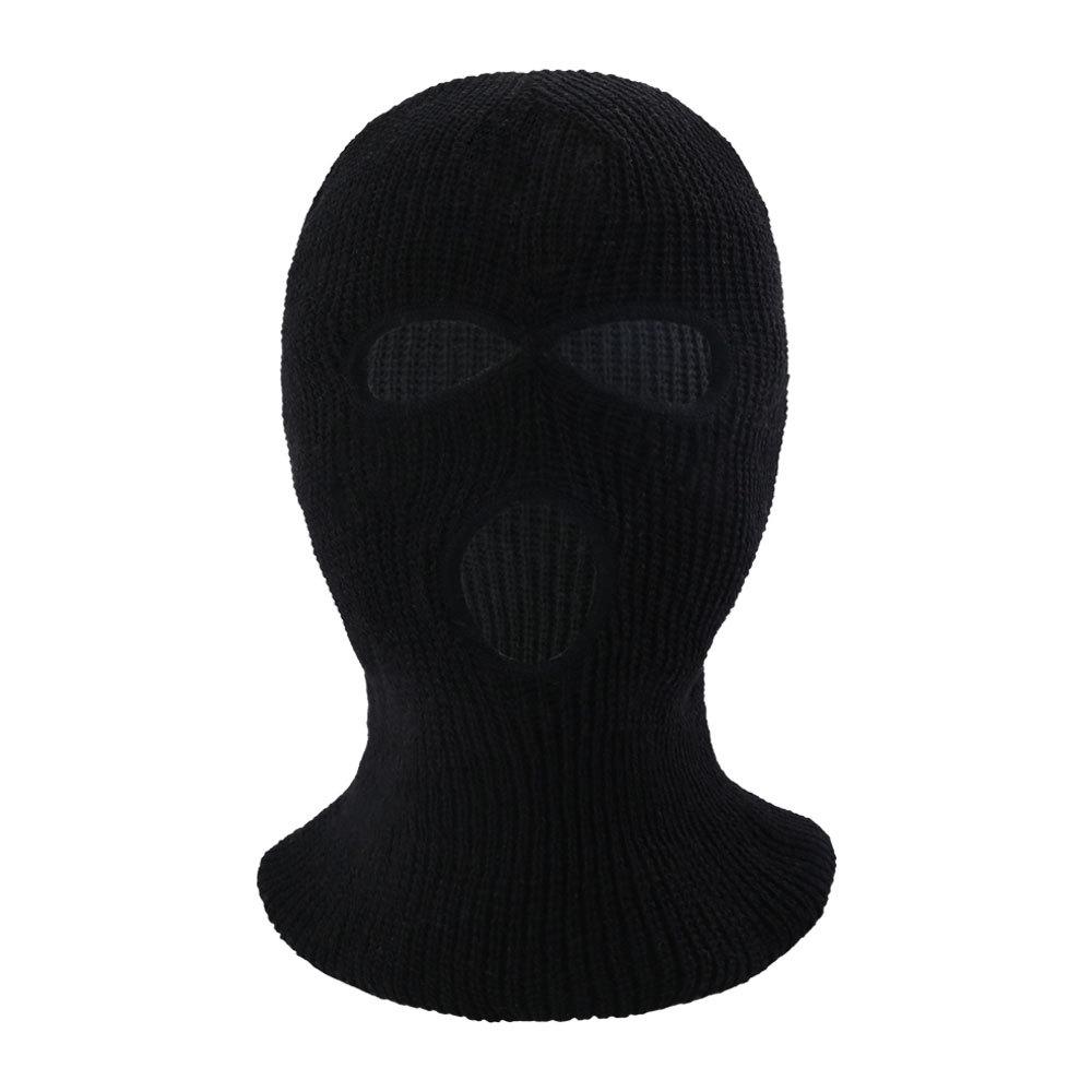 Winter Warm 3-hole Ear protection Embroidery White Knitted Full Face Mask Cover Cap Ski Mask Balaclava Pack for Men