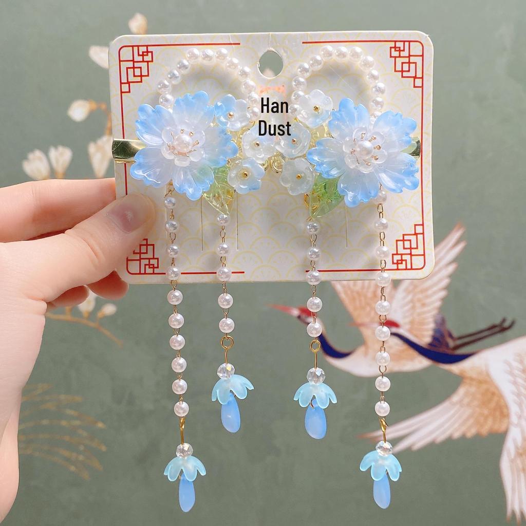Hanchen Children's Hanfu Flower Tassel Hairpin - Ancient Style Girls' Hair Accessories