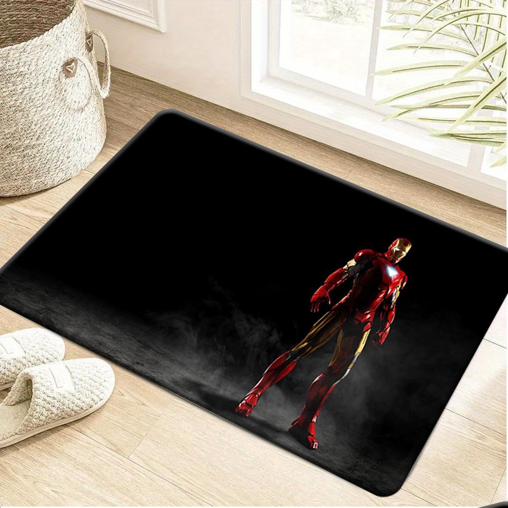 Authorized 1pc Cartoon Printed Mat, Red And Black Spider-Web Battle Suit Hero Standing in City Lights in Rainy Night, Easy to