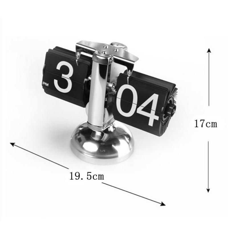 Metal Small Balance Automatic Page-turning Clock for Living Room Retro Simple Home Desktop Single-leg Clock Face Digital Clock