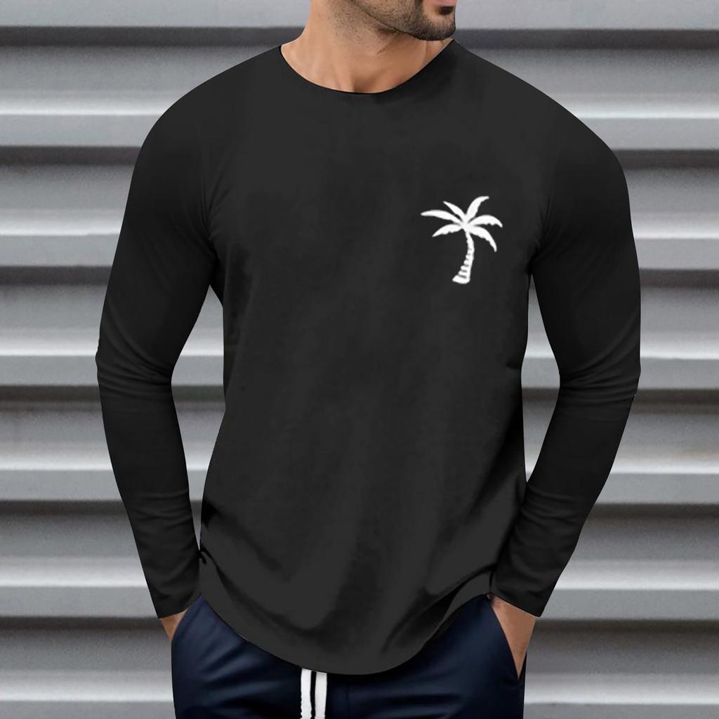 Мужские свободные осенне-зимние топы с круглым вырезом и длинными рукавами, модная футболка с узором, креативные повседневные топы с буквенным принтом в стиле ретро, ​​уличные виды спорта