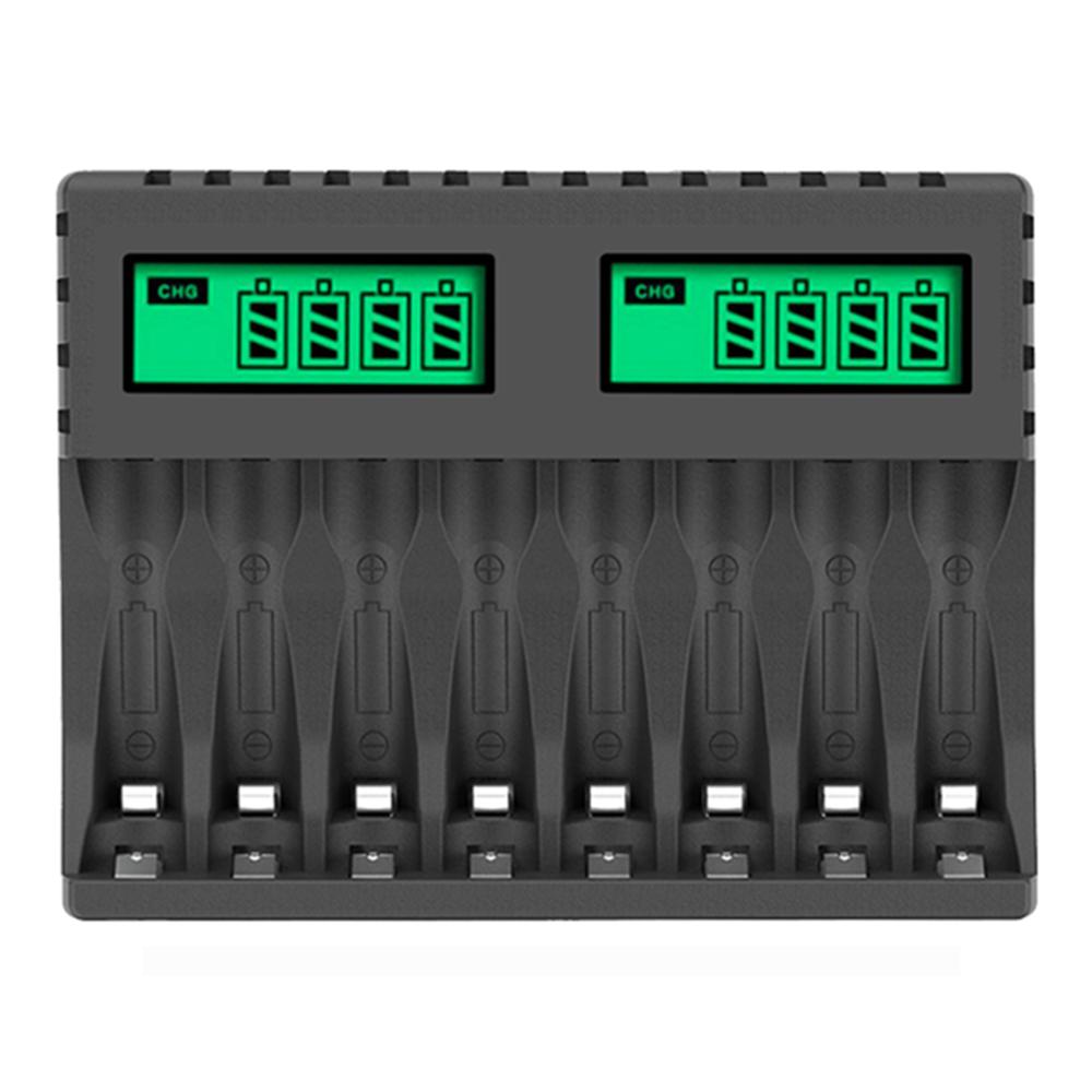ЖК-дисплей Смарт Интеллектуальное Зарядное устройство для аккумуляторов с 8 слотами для 1,2 В AA AAA NiCd Ni-MH Перезаряжаемые батареи Зарядное устройство типа C