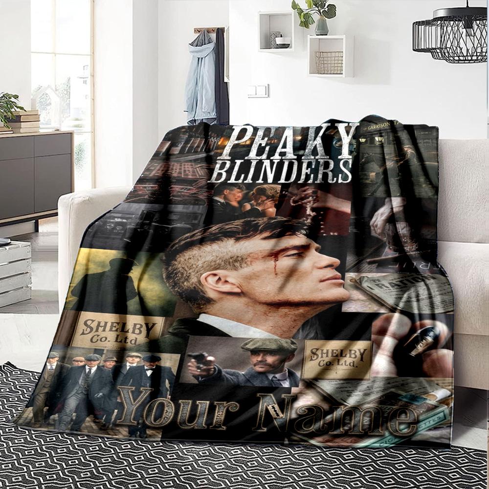 Name Custom Thomas Shelby Print Flannel Blanket High Quality Warm Comfortable Cover for All Seasons Perfect for Gifts Home Decor