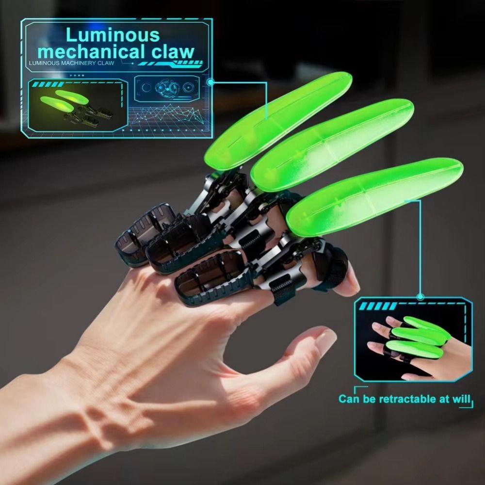 3pcs Luminous Retractable Mechanical Claws Scalable Finger Wolverine Claws Anime Cosplay