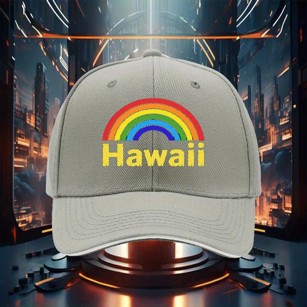 Hawaii Rainbow Baseball Cap Unisex Adjustable Polyester Casual Curved Brim Hat
