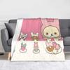Розовая флисовая плед-одеяло с рисунком Rilakkuma для домашнего декора Мягкий уютный коврик кусок xсм