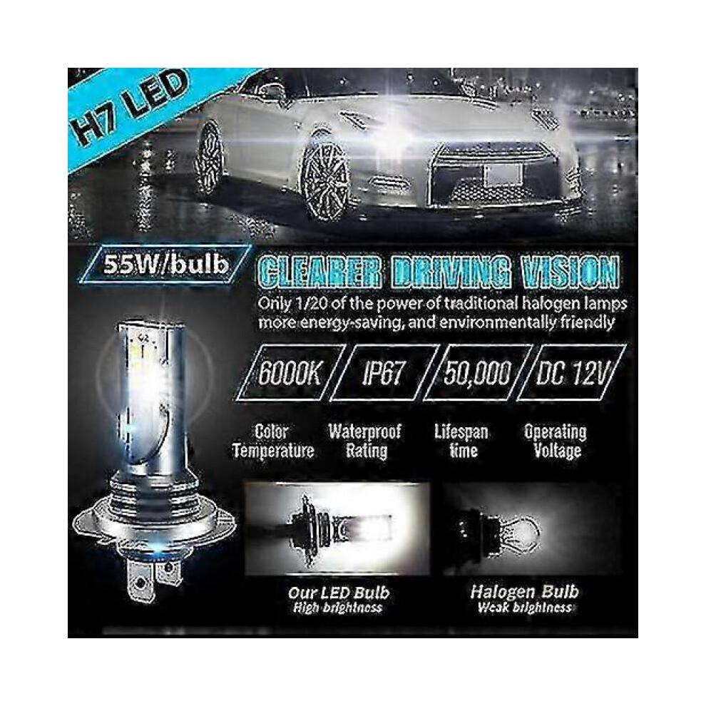 Комплект светодиодных ламп H7 для фар, дальний/ближний свет, 220 Вт, 60000 лм, сверхяркий, 6000 К, белый