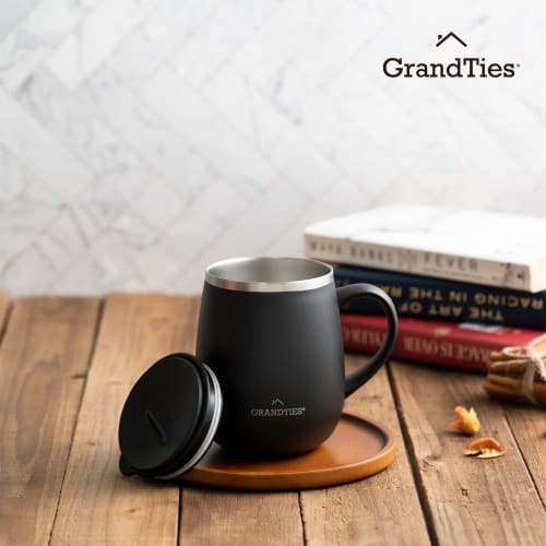 GRANDTIES Premium Vacuum Insulated Mug, 460ml, Available in 19 Colors, with Easy-Open Sliding Lid, Stainless Steel Double-Wall Vacuum Insulation, and