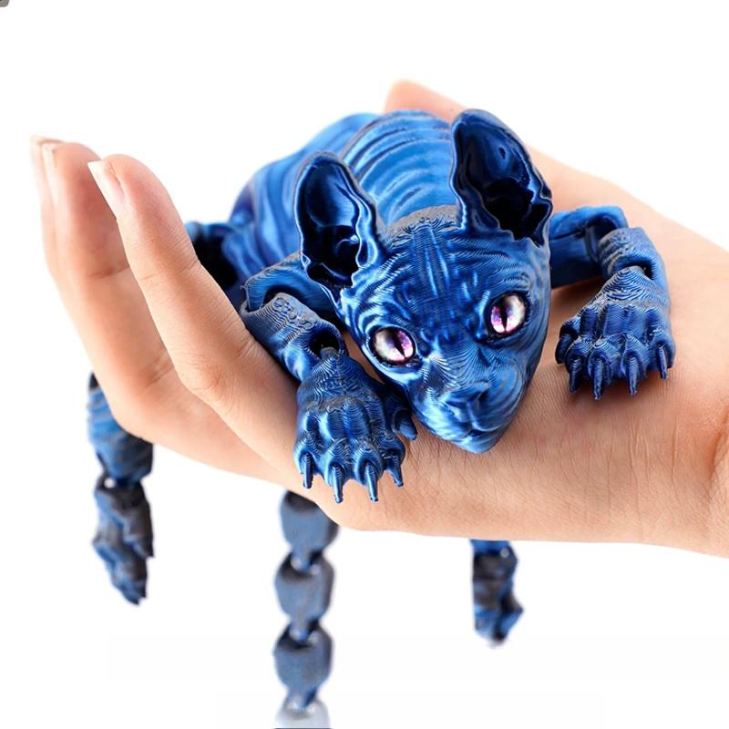 3D-печатная игрушка-кошка сфинкс Животные Игрушка Реалистичная бесшерстная фигурка Сочлененная кошка Игрушка-антистресс Настольные украшения Игрушка для снятия стресса
