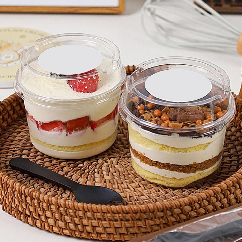 50Pcs Round Shape Dessert Cups Bowl Containers Disposable Packaging Box  Kitchen Bar Supplies