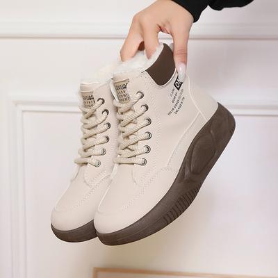 Популярные кроссовки на высокой платформе женские модели 2025 осень и зима новая универсальная ретро женская обувь бархатные спортивные и повседневные туфли