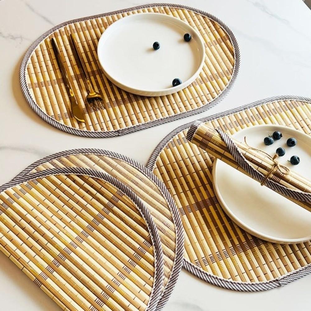 Rustic Bamboo Placemat Lightweight Kitchen Table Mat New Table Protection Mat Dining Room Layout
