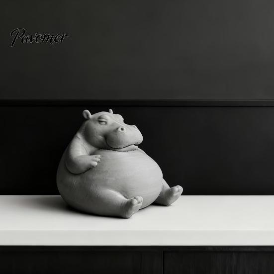 Настольные украшения для мелких животных, 3D-печатная фигурка пухлого бегемота, статуэтка ленивого бегемота, милый декоративный элемент для ландшафтного дизайна рабочего стола дома и в офисе
