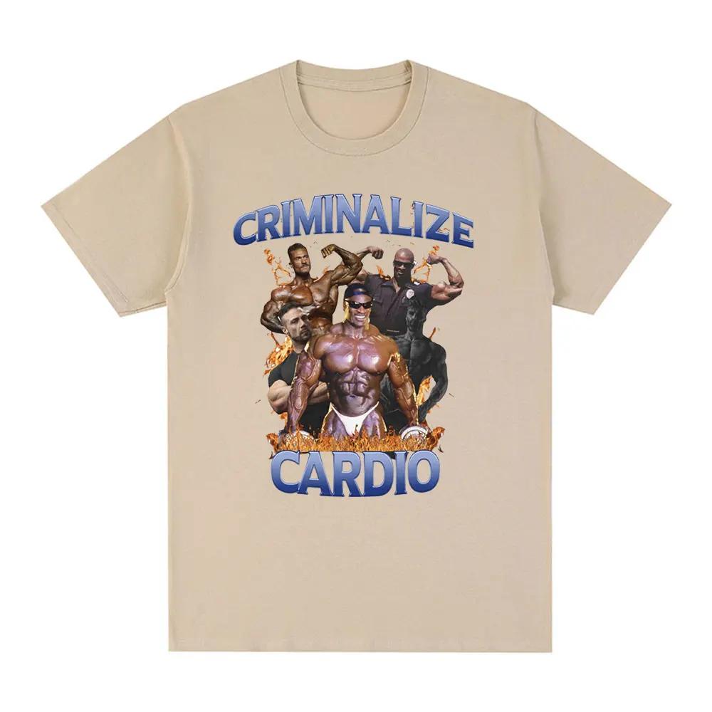 Криминализируй Кардио Мем Паттерн Футболка Тренажерный Зал Фитнес Ретро Футболка с Коротким Рукавом Женская Мода Хип-Хоп Большая Футболка