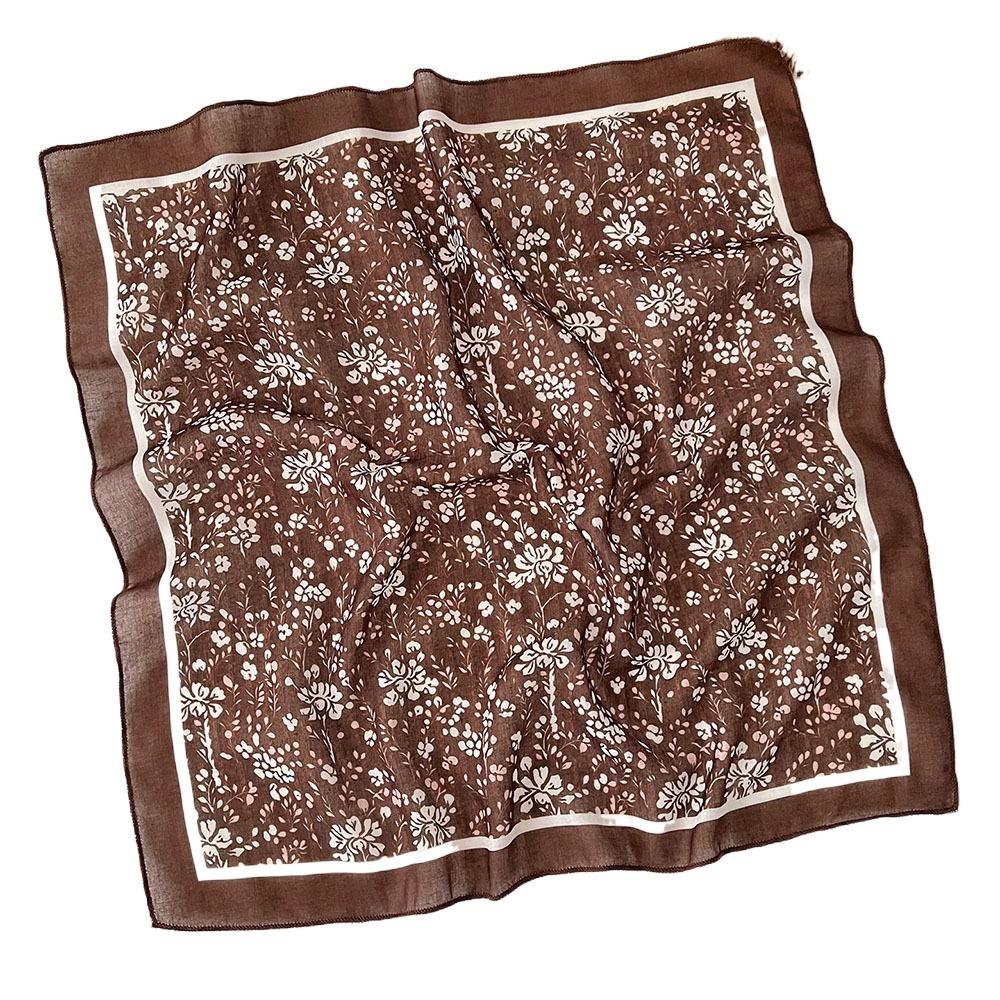 Square Cotton Linen Square Scarf Pastoral Style Scarf Hair Band Headband Floral Kerchief Women