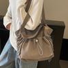 Large Capacity Tote Bag Women's 2025 New Trendy Casual Lightweight Commuter Bag One Shoulder Pleated Drawstring Laptop Bag