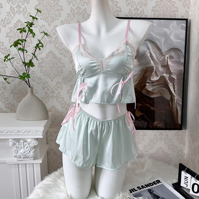 Сексуальная пижама женская японская приватная комната на бретельках с нагрудной подушкой костюм из двух предметов чистая страсть летняя новая юбка с бантом