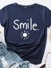 Футболка с принтом «Sun Smile» для женщин с коротким рукавом и круглым вырезом, свободная летняя женская повседневная футболка, топы, Camisetas Mujer