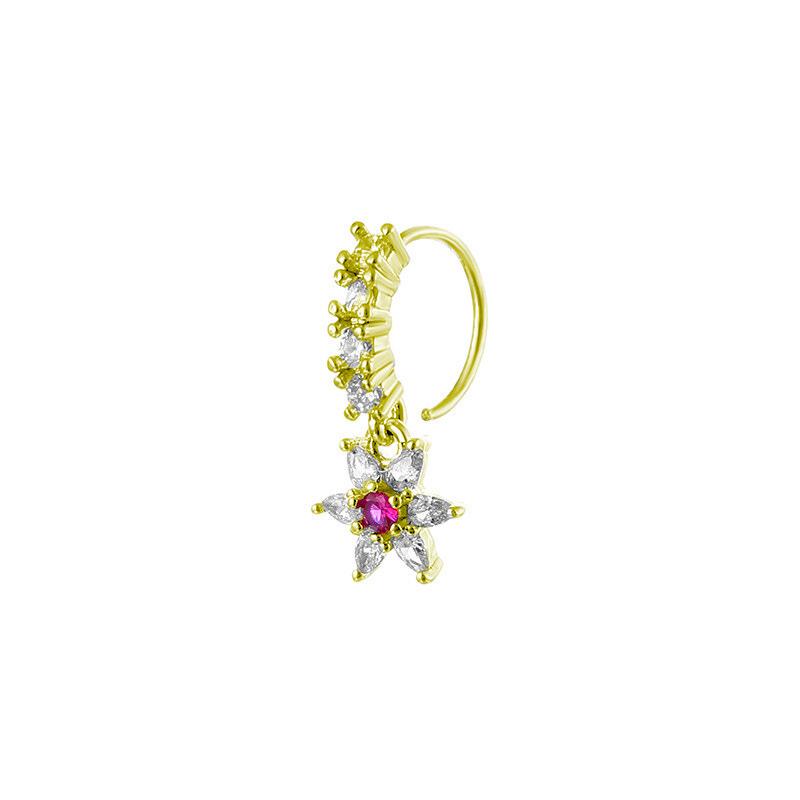 Lady's pierced ear piercing, Zircon cross nose stud, butterfly nose ring piercing, nose jewelry