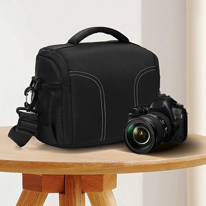 Прочная нейлоновая сумка для DSLR-камеры, дорожная сумка через плечо с боковыми сетчатыми карманами, регулируемый ремень для зеркальных и беззеркальных камер, черная