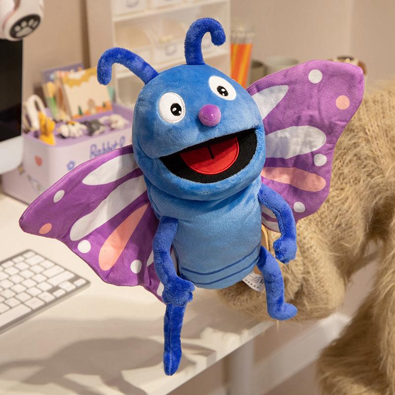 Realistic Insect Hand Puppet Toys Butterfly Bee Cartoon Animal Finger Puppet Ventriloquist Performance Prop Plush Toy Gift