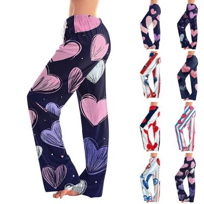 Женские пижамные штаны, одежда для сна, повседневные брюки с эластичной резинкой на талии, удобные прямые свободные брюки для йоги