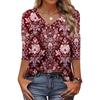 Women's T Shirt Print 3/4 Sleeve Daily Weekend Fashion Basic V- Neck Regular Top