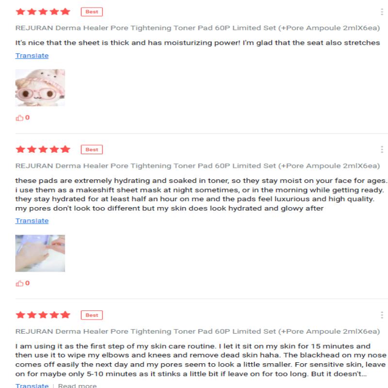 Rejuran Набор Derma Healer для сужения пор(Подушечки с тонером (60) + Ампула 30 мл)