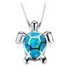 Boho Fashion Flower Pendant Necklace for Women Girl Charm Blue Imitation Opal Necklace Trendy Wedding Party Jewelry