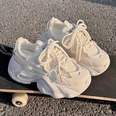 Обувь для папы, женская, новая, весна и осень, туфли-маффины на толстой подошве, маленькие белые туфли, повседневная, универсальная, спортивная обувь