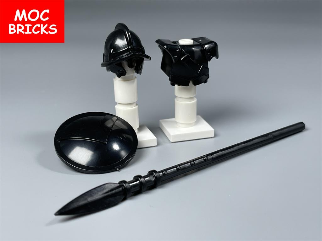 Одиночный MOC Кирпичи Черный Золотой Доспех Воин Средневековые Рыцари Рим Оружие Фигурка Образовательный Строительный Блок Подарки
