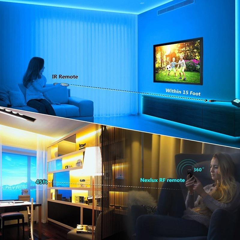 Гибкая светодиодная лента IP20/IP65 RGB, 60 светодиодов/м, SMD 3528 светодиодов, светодиодная лента постоянного тока, светодиодная лента с пультом дистанционного управления