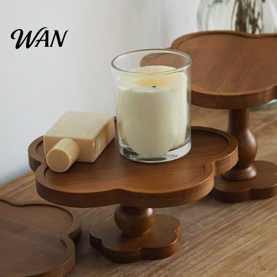 Jewelry Organizer Wood Flower-Shaped Tray, Decorative Candle Holder Plate, Rustic Tabletop Organizer, Storage Tray Farmhouse Serving for Food, Drinks,