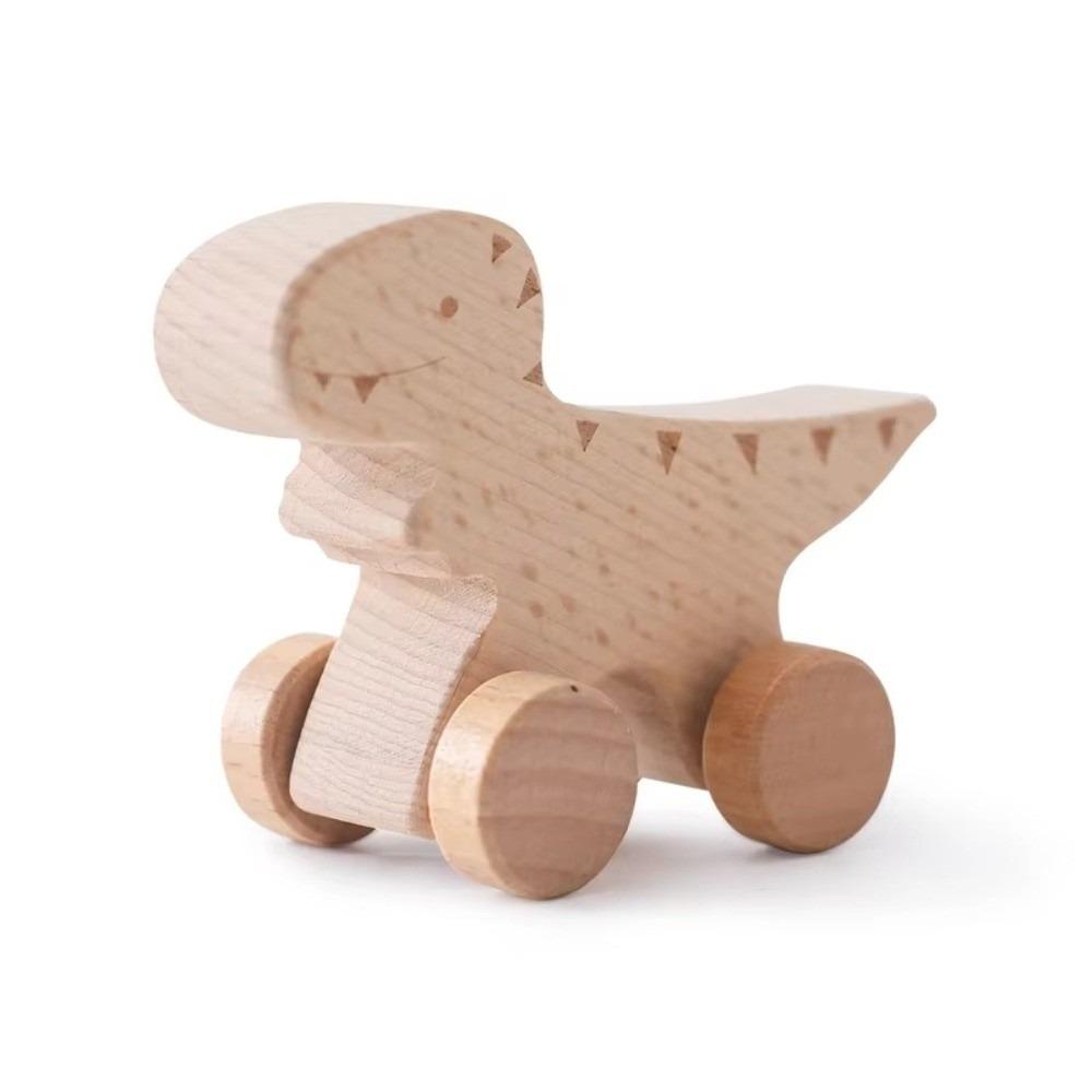 Developmental Cartoon Dinosaur Car Hand-decorated Wooden Block Toy Baby Birthday Gift