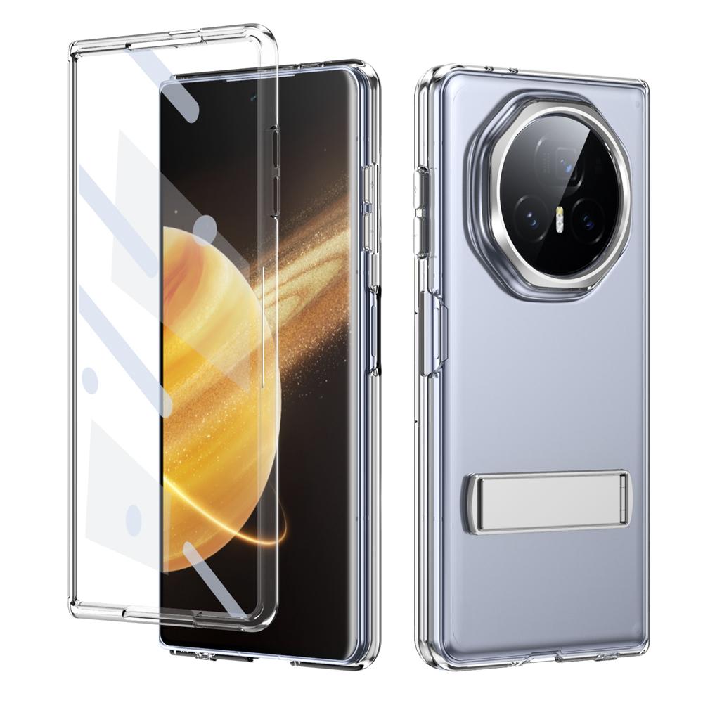 KEYSION Прозрачный чехол для Huawei HONOR Magic V3 Hard PC Metal Kickstand Противоударный чехол для телефона со стеклянным защитным экраном