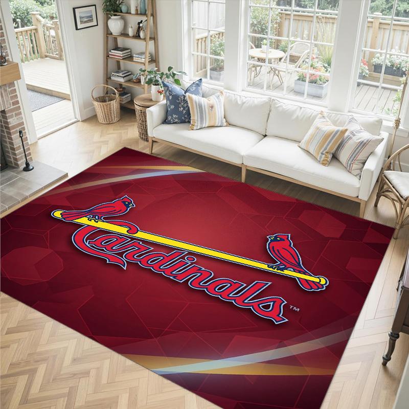St. Louis Cardinals Design Crystal Velvet Carpet Cozy Non?Slip Printed Rug For Bedroom Living Room Entrance