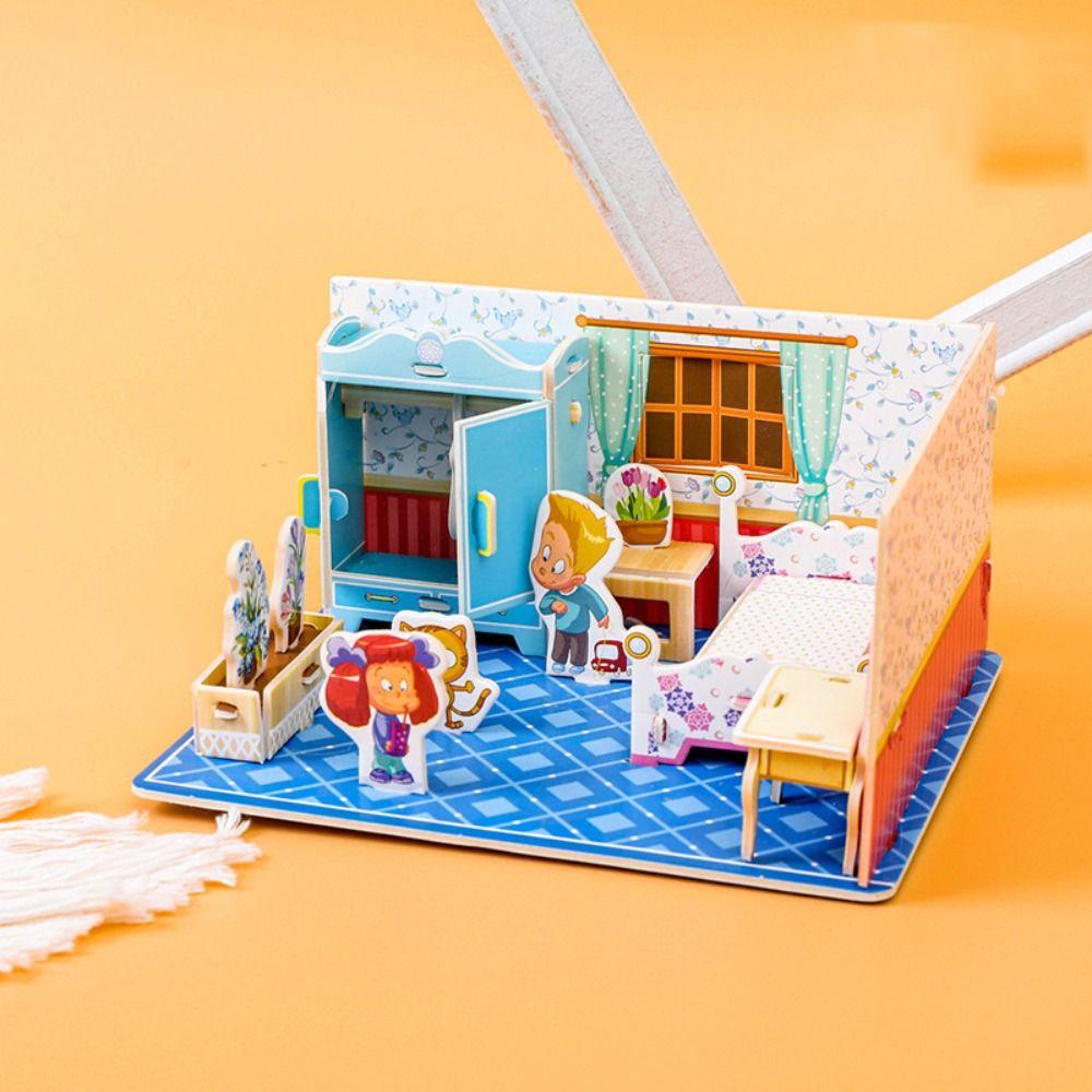 3D модель дома, игрушки-головоломки, модель игрушки, модель комнаты, игрушки для рукоделия, 3D комната, картон, подарок на день рождения