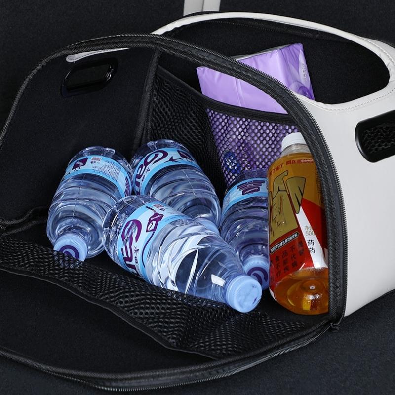 Luxury Leather Car Multi-Function Storage Box, Large Opening Passenger Seat Organizer, High-Capacity Trunk Storage Box