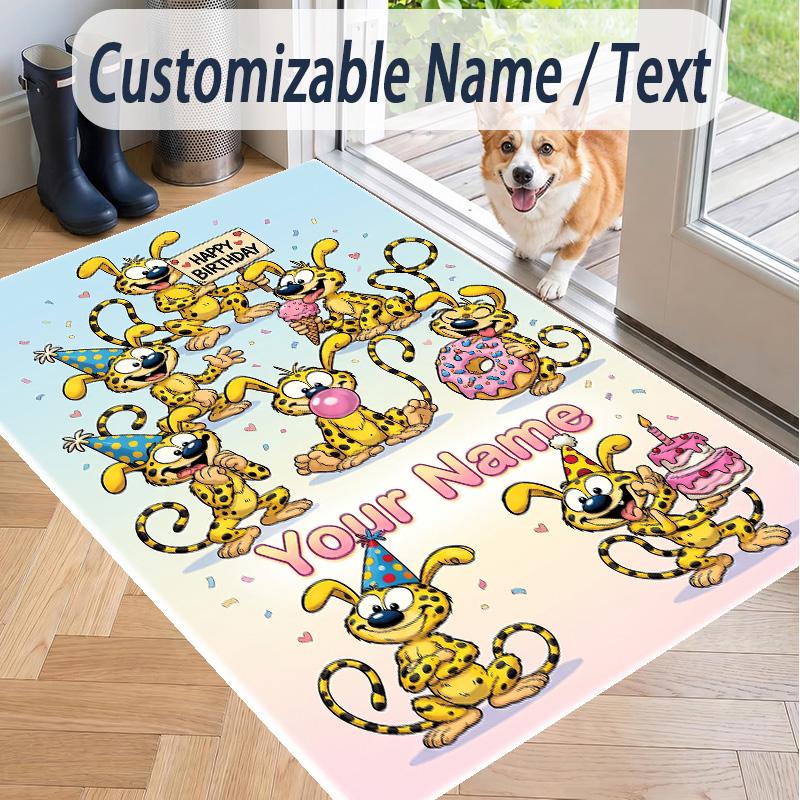 Custom Text Marsupilami Pattern Floor Rug Soft Indoor Carpet Mat Living Room Bedroom