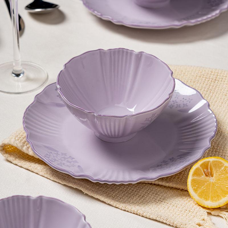 Фиолетовый Ландыш Рисовая Пиала Подглазурная Роспись Бытовая Посуда Премиальный Керамический Набор Пиал